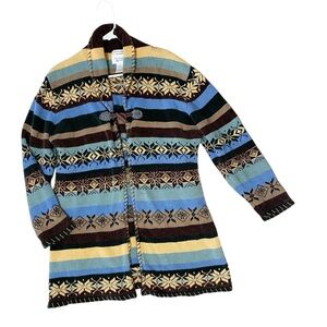 VINTAGE CHRISTOPHER & BANKS Fair Isle Longline Cardigan